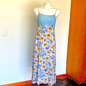 Concep & design denim floral  vintage dress